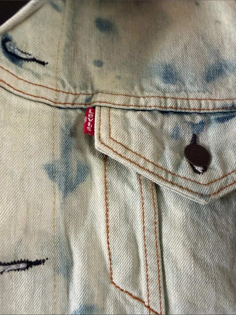 Levi's Vintage Men’s Type III Trucker Jacket in Tie-Dye/Acid Wash Finish, XL